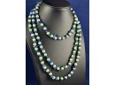 Vintage 14K Yellow Gold Clasp & Beads IWI Pearl Blue Lapis, 52'