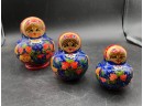 Lot 4 Of Hand-painted Wooden Nesting Dolls