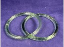 Set Of 2 Sea Green Murano Glass Bracelets, 2.75'