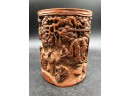 Fine Carved Chinese Brush Pot Or Bitong In Bamboo