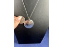 Sterling SIlver Hammered Pendant And Chain, Italy, 16'