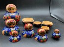 Lot 4 Of Hand-painted Wooden Nesting Dolls
