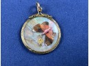 Antique Double Sided Butterfly Wing Pendant On Irrodescent Glass  3/4'