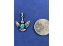 Southwest Turquoise & Sterling Silver Eagle Pendant