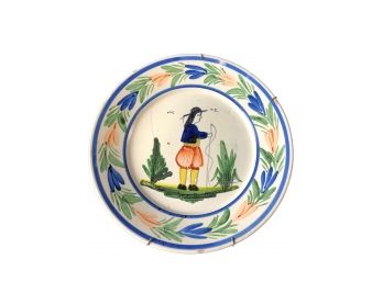 Vintage - French 9 Inch Plate Henriot Quimper, Circa 1930