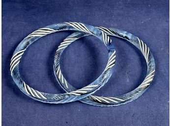 Set Of 2 Light Blue Murano Glass Bracelets, 2.75'