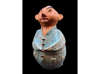 Glazed Clay Ceramic Figurine Of An Asian Man