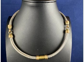 Sterling Silver Cable Necklace With Brass And Copper Accents