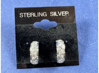Sterling Silver Diamond Simulant 12 Hoop Earrings
