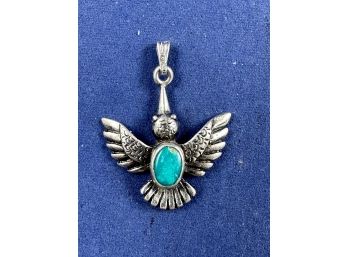 Southwest Turquoise & Sterling Silver Eagle Pendant