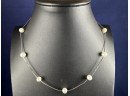 Sterling SIlver And Pearl Station Necklace, 16'