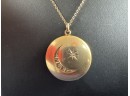 10K Yellow Gold & Diamonds, Moon And Star Locket And Chain, Personalized