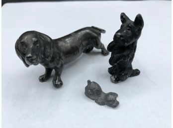 Lot Of 3 Miniature Metal Dogs