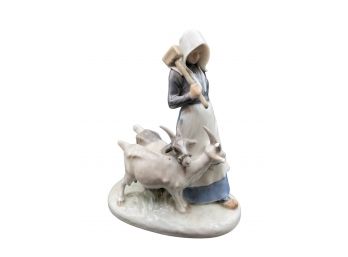 Royal Copenhagen Girl With Goats Figurine (694) By Christian Thomsen