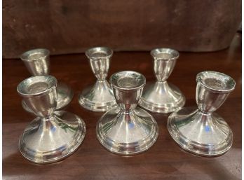 Six Matching Dutch Creations Sterling Silver Weighted Candle Holders