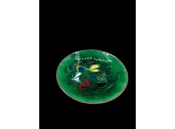 3' Round Green Trinket Dish, Catch All, Beautiful Vivid Colors