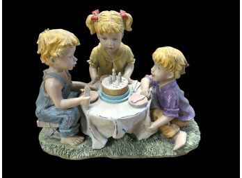 Dedicated Ceramic Happy Birthday Figurine Of Three Chidren