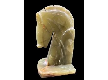 Horse Head Bookend In Green Marble