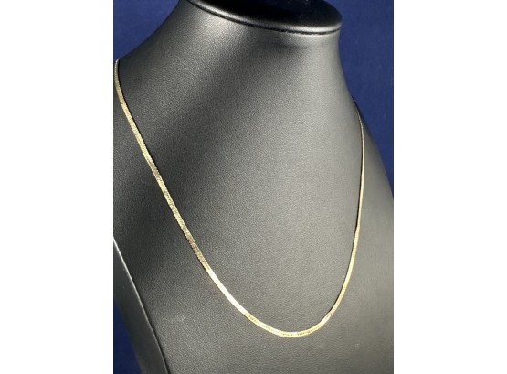 14K Yellow Gold Herringbone Chain Necklace, 18'