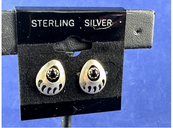 Sterling Silver Southwest Festish Bear Paw Earrings
