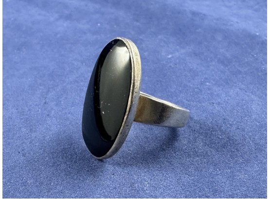 Sterling Silver Onyx Ring, Size 8