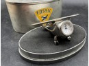 Rare And Collectible Fossil Airplane Clock In Original Oval Metal Box With New Battery