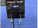 Sterling Silver Green Faceted Gemstone Earrings