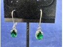 Sterling Silver Green Faceted Gemstone Earrings