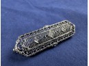 14K White Gold With Diamonds Filligree Pin Brooch