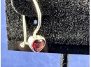 Sterling Silver Garnet Heart Earrings