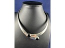 Sterling Silver And Black Onyx Hinged Cuff Neclace