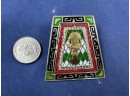 Sterling Silver Enamel Aztec Pendant Pin Brooch