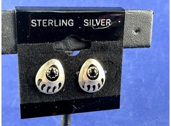 Sterling Silver Southwest Festish Bear Paw Earrings