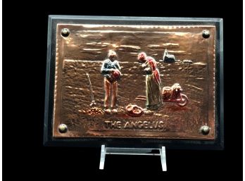 The Angelus: Copper Postcard On Wood From Rathbanna Religious Collection