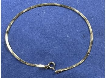 14K Yellow Gold Herringbone Chain Bracelet, 7'