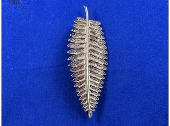 19.2K Yellow Gold Filigree Leaf Pendant Or Pin Brooch, Portuguese
