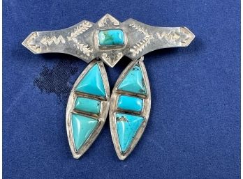 Sterling Silver Turquoise Southwest Pin Brooch