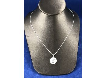 Sterling Silver 18' Box Chain Necklace With Sterling Silver 'L' Pendant