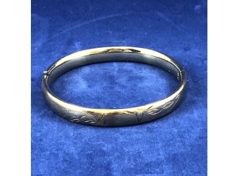 12K Vintage Gold Filled Bangle With Etching, Craftmere