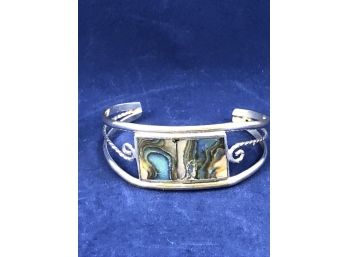 Mexico Silver Cuff Bracelet With Shell