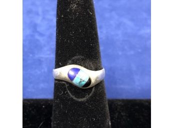 Sterling Silver Ring With Tricolor Stone, Size 7