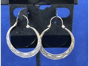 14K Yellow Gold Diamond Cut Double Hoop Earrings