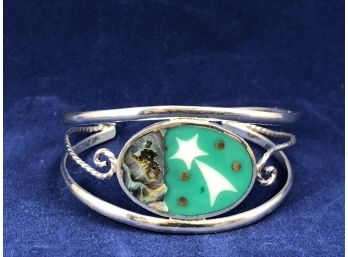 Mexico Silver Cuff Bracelet With Enamal And Star