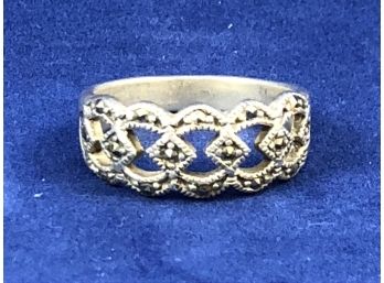 Sterling Silver Ring With Marcasite, Size 7