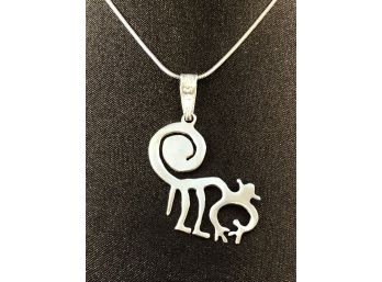 Sterling Silver Monkey Pendant & 18' Sterling Silver Necklace