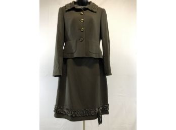 Escada Wool, Loden Green, Skirt Suit, Size 38/40