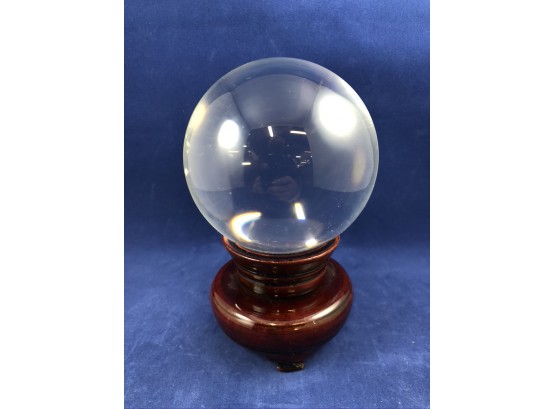 Crystal Ball On Wood Stand That Rotates