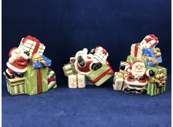 Fitz And Floyd Essentials Happy Holidays Santa Tumblers, Set Of 3