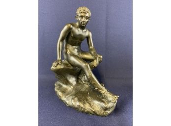 Metal Figurine Statue Of Hermes, Metal Cast Bronze?