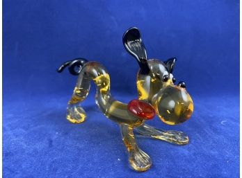 Disney Pluto Dog Hand Blown Glass Figure Vintage